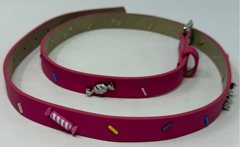 Ai Deeblue Girl's Youth Pink‎ 3D Candy & Sprinkle Charm Faux Leather Belt Size M